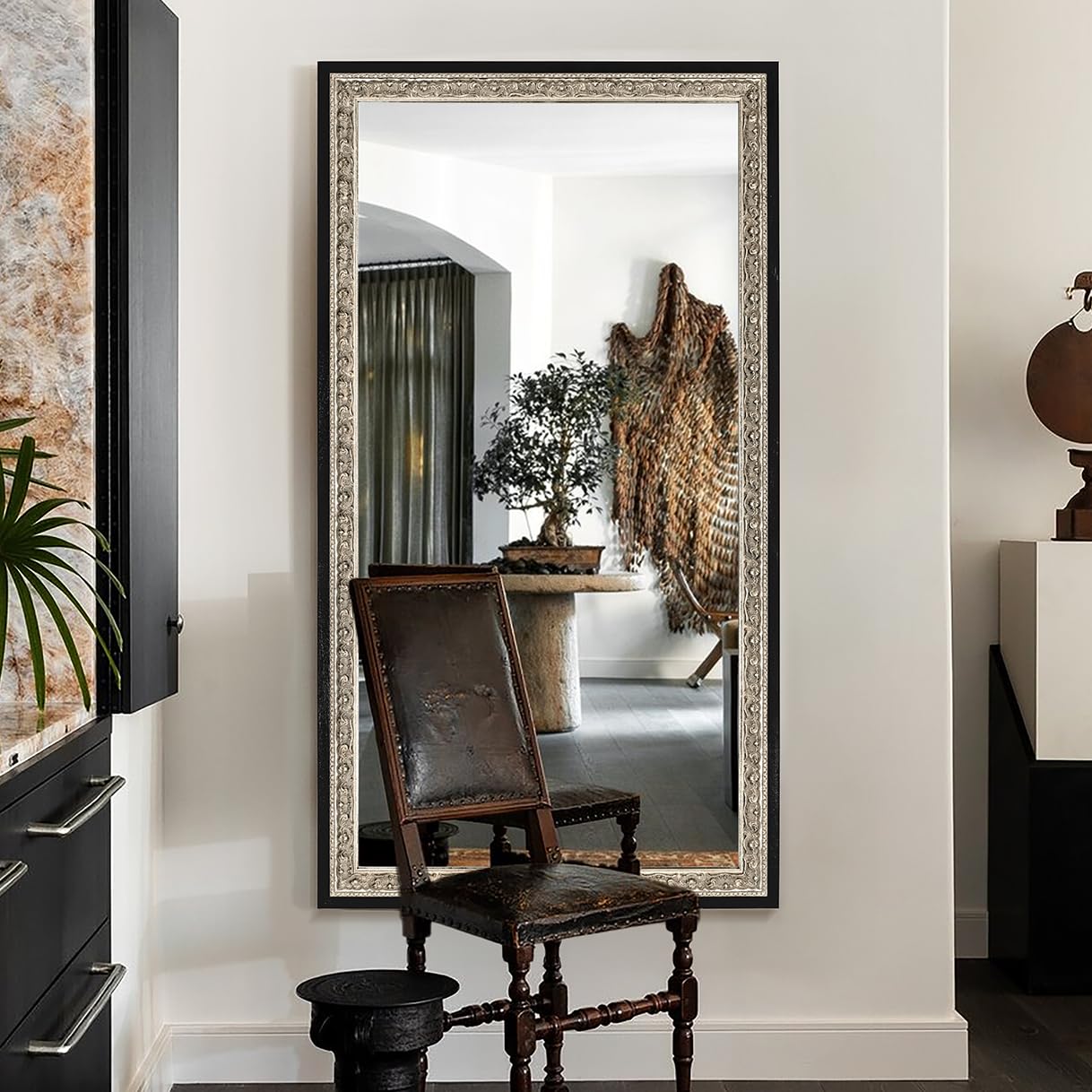 【送料無料】Antique Stand Door Mirror / BR 送料無料】Antique Stand Door Mirror / BR